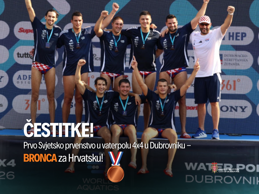 <p>Povodom osvajanja brončane medalje na prvom Svjetskom prvenstvu 4x4 koji se održao u dubrovačkom Portu, gradonačelnik Mato Franković uputio je čestitku vaterpolskom klubu Jug.</p>