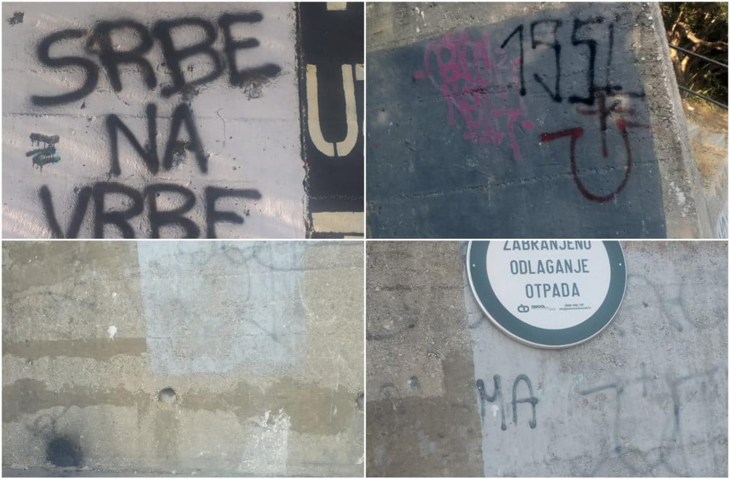 <p>Nedaleko po&scaron;te u Moko&scaron;ici osvanuli neprimjereni grafiti i poruke govora mržnje</p>