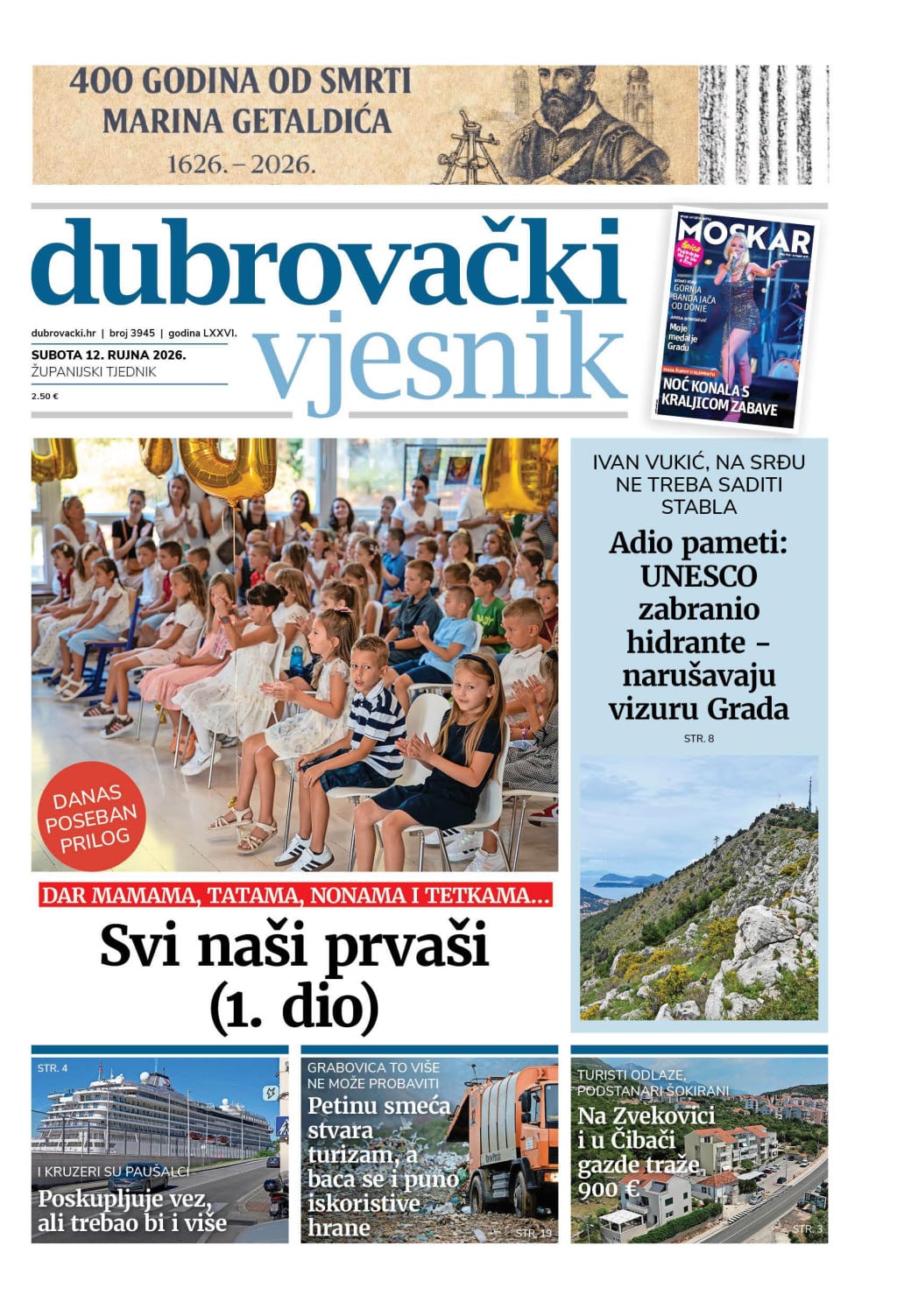 <p>Naslovnica novog broja Dubrovačkog vjesnika</p>