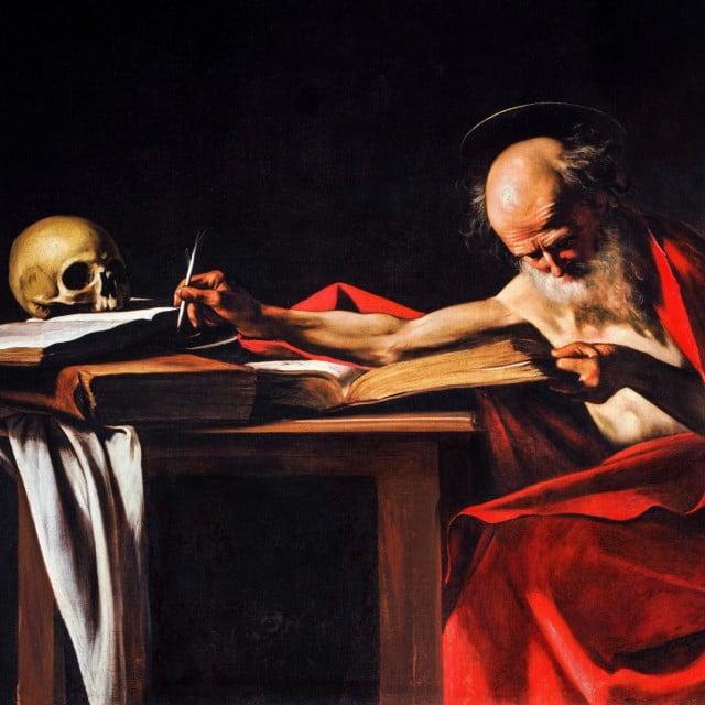 <p>Sveti Jeronim pi&scaron;e -&nbsp;Caravaggiova slika nastala 1605. godine</p>