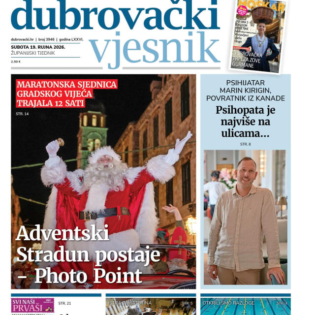 <p>Naslovnica novog broja Dubrovačkog vjesnika</p>
