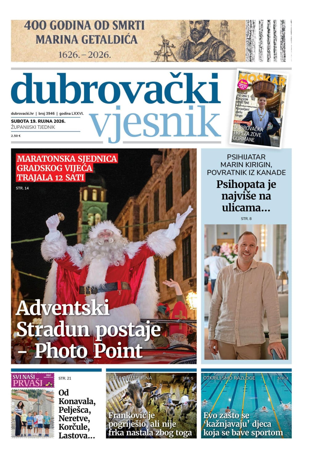 <p>Naslovnica novog broja Dubrovačkog vjesnika</p>