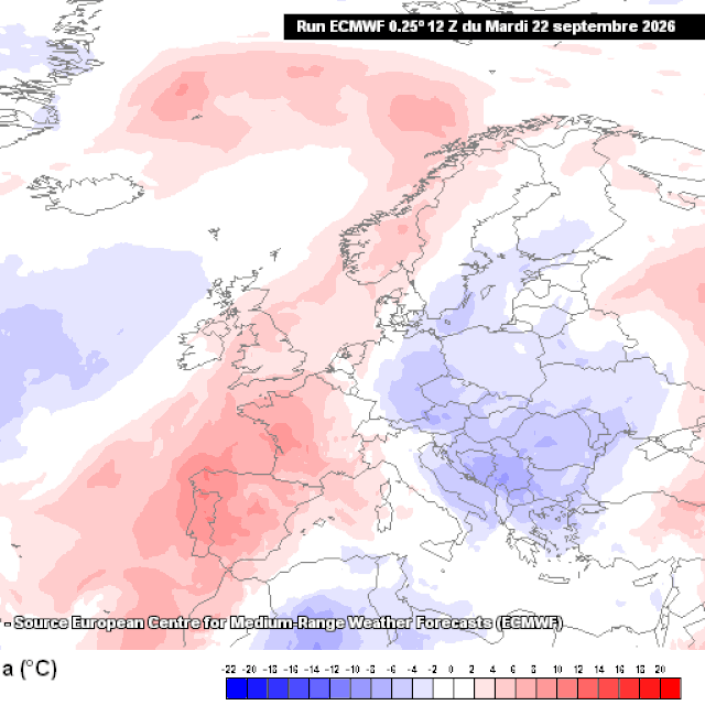 <p>Odstupanje temperature zraka na plohi od 850 hPa od vi&scaron;egodi&scaron;njeg prosjeka</p>