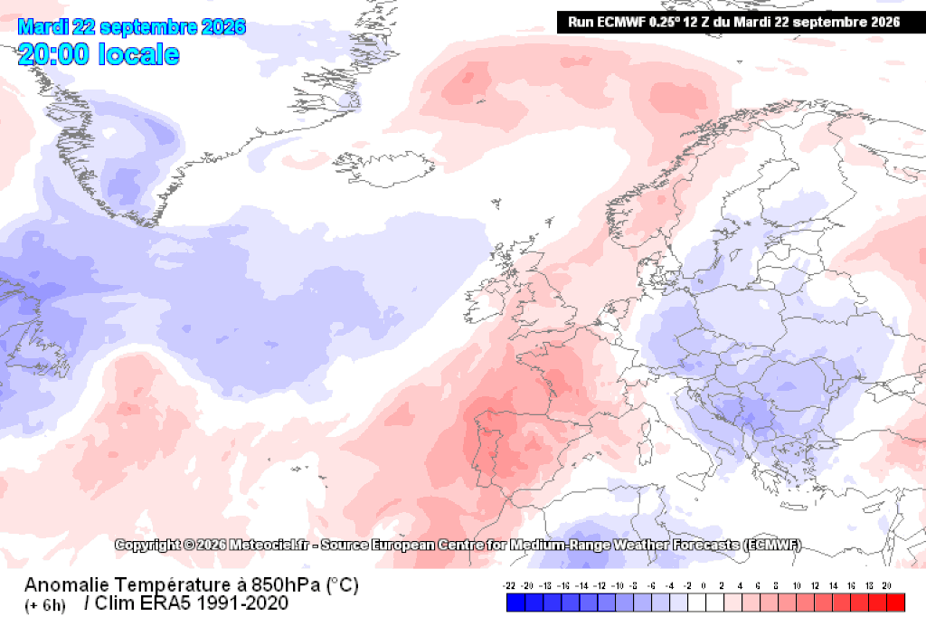 <p>Odstupanje temperature zraka na plohi od 850 hPa od vi&scaron;egodi&scaron;njeg prosjeka</p>