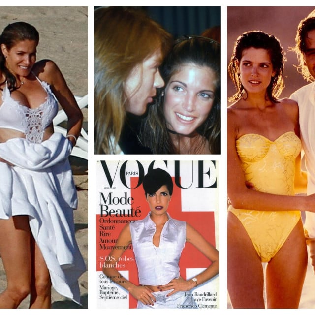 <p>Stephanie Seymour (lijevo na plaži), u sredini gore s Axlom Roseom, u sredini dolje na naslovnici Voguea i desno s Johnom Casablancasom, s kojim je prohodala kao maloljetnica</p>