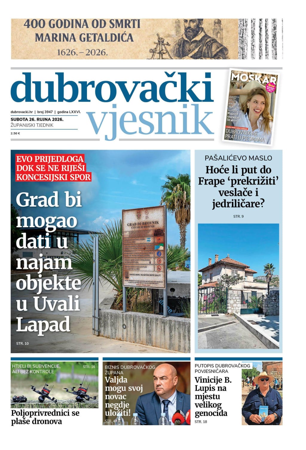 <p>Naslovnica novog broja Dubrovačkog vjesnika</p>