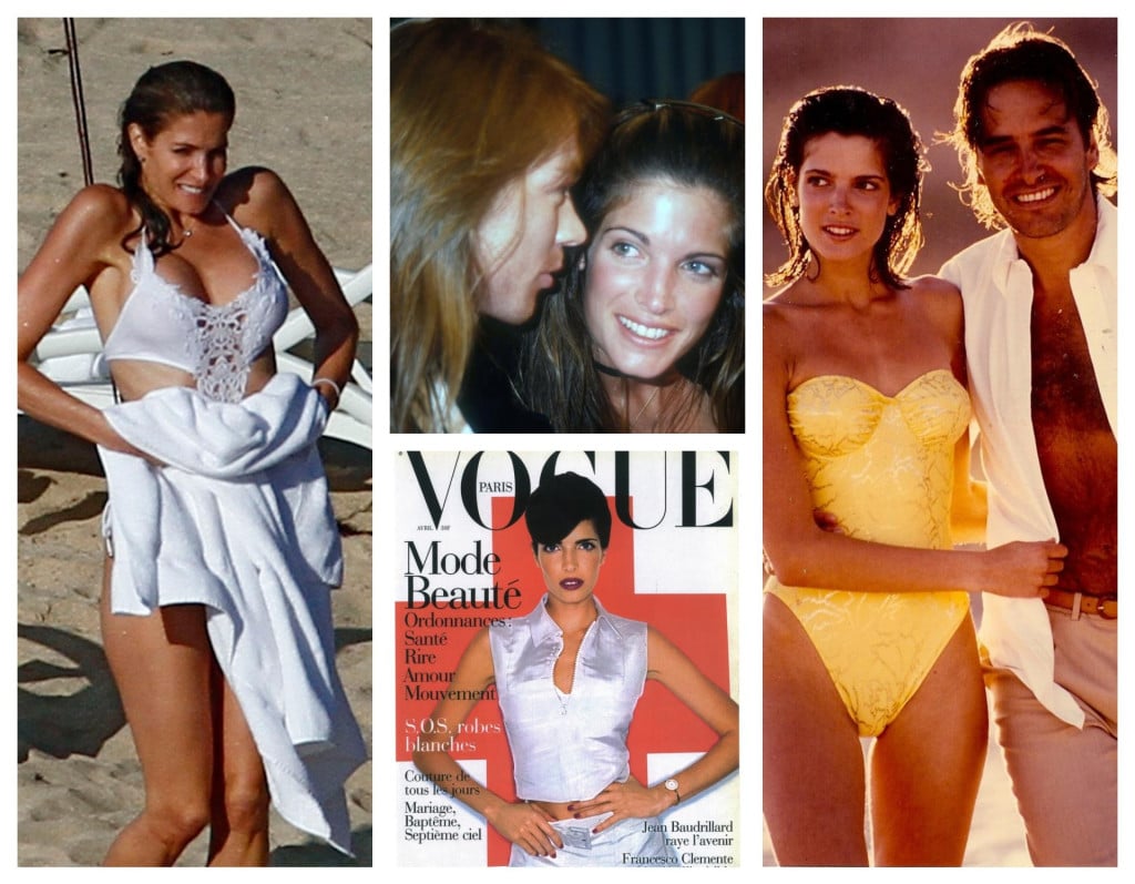 <p>Stephanie Seymour (lijevo na plaži), u sredini gore s Axlom Roseom, u sredini dolje na naslovnici Voguea i desno s Johnom Casablancasom, s kojim je prohodala kao maloljetnica</p>