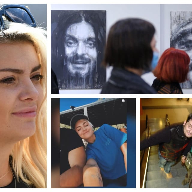<p>Ella Dvornik (gore njezin otac Dino i djed Boris Dvornik, radovi Julijane Voloder), dolje lijevo u dru&scaron;tvu dečka kojega zove Me&scaron;tar i oca Dina</p>