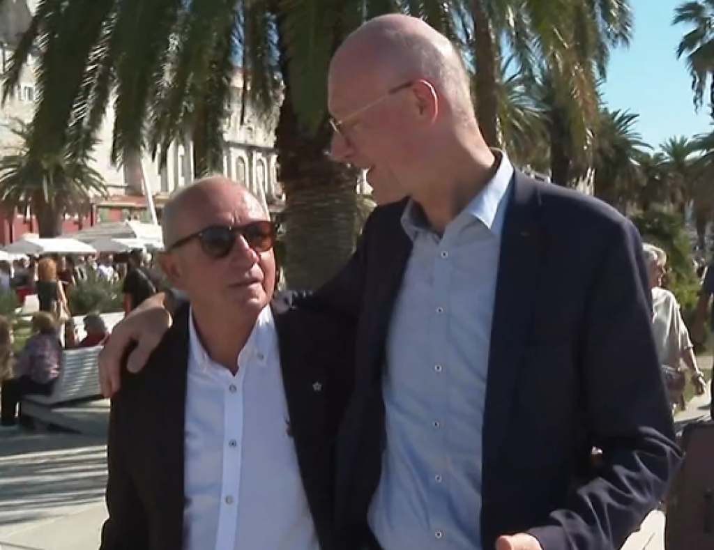 <p>Stipe Čike&scaron; i&nbsp;Patrick&nbsp;Louwagie na splitskoj Rivi</p>