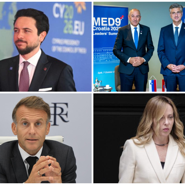 <p>Hussein bin Abdullah,&nbsp;Janez Jan&scaron;a, Andrej Plenković,&nbsp;Emmanuel Macron, Giorgia Meloni</p>