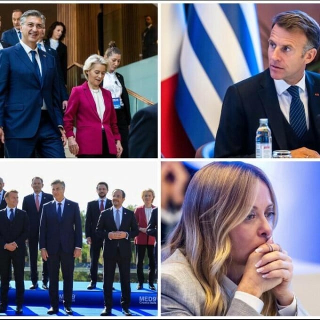 <p>MED9 u Splitu: Emmanuel Macron, Andrej Plenković,&nbsp;Giorgia Meloni, Ursula von der Leyen&nbsp;</p>