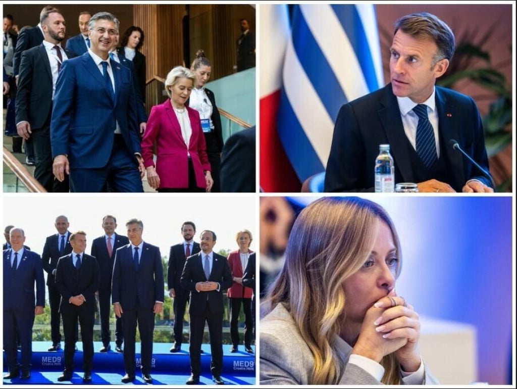 <p>MED9 u Splitu: Emmanuel Macron, Andrej Plenković,&nbsp;Giorgia Meloni, Ursula von der Leyen&nbsp;</p>