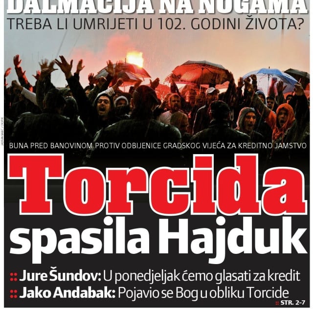 <p>Naslovnica Slobodne Dalmacije 13.10.2012.</p>