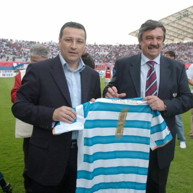<p>Predsjednik Hajduka Branko Grgić i Ratko Rudić na Poljudu u travnju 2007. godine</p>