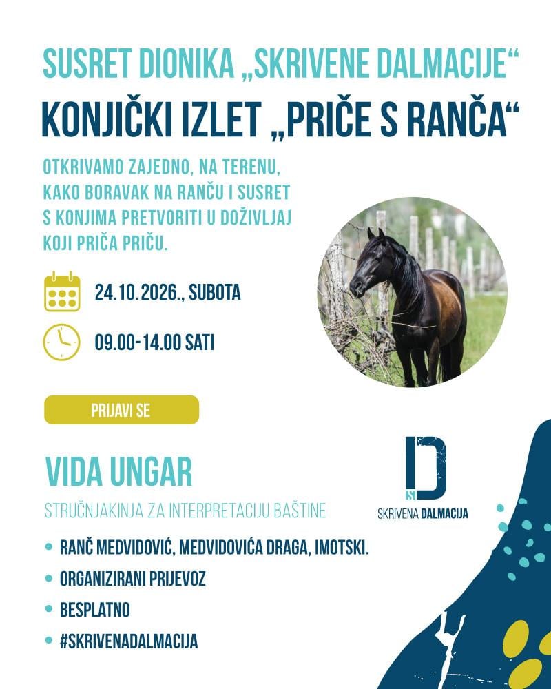 Splitsko-dalmatinska županija poziva na besplatnu terensku edukaciju „Priče s ranča“ u Imotskom: Naučite kako stvarati autentične turističke doživljaje